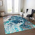 3' X 5' Teal Blue And Navy Blue Nautical Washable Indoor Outdoor Area Rug