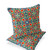 Set of Two 16" X 16" Blue and Orange Blown Seam Floral Indoor Outdoor Throw Pillow Polyester Modern Style
