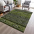 3' X 5' Artichoke Green Gray And Fern Green Tribal Washable Indoor Outdoor Area Rug
