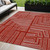 5' X 8' Red And Ivory Geometric Washable Indoor Outdoor Area Rug Transitional Style - Red, Ivory Color