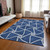 3' X 5' Blue And Ivory Geometric Washable Indoor Outdoor Area Rug Contemporary Style - Blue, Ivory Color