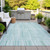 3' X 5' Turquoise And Pale Aqua Striped Washable Indoor Outdoor Area Rug
