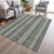 3' X 5' Green And Gray Striped Washable Indoor Outdoor Area Rug - Green, Gray