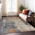 5' X 8' Khaki Gray And Copper Abstract Washable Indoor Outdoor Area Rug