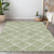 3' X 5' Green Beige And Ivory Geometric Washable Indoor Outdoor Area Rug