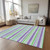3' X 5' Green Purple and Blue Striped Washable Non Skid Indoor Outdoor Area Rug