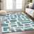3' X 5' Teal Blue And Ivory Abstract Washable Indoor Outdoor Area Rug Transitional Style - Teal Blue, Ivory Color