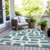 3' X 5' Teal Blue And Ivory Abstract Washable Indoor Outdoor Area Rug Transitional Style - Teal Blue, Ivory Color