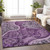 3' X 5' Purple And Charcoal Floral Medallion Washable Indoor Outdoor Area Rug