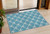3' X 5' Teal Blue And Ivory Geometric Washable Indoor Outdoor Area Rug Transitional Style - Teal Blue, Ivory Color