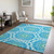 5' X 8' Ivory And Sky Blue Floral Medallion Washable Indoor Outdoor Area Rug