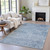 3' X 5' Blue And Ivory Abstract Washable Indoor Outdoor Area Rug - Blue, Ivory