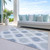5' X 8' Sky Blue Ivory And Denim Blue Ikat Washable Indoor Outdoor Area Rug
