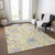 3' X 5' Yellow Lavender And Denim Blue Floral Washable Indoor Outdoor Area Rug