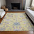 3' X 5' Yellow Lavender And Denim Blue Floral Washable Indoor Outdoor Area Rug