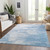 3' X 5' Sky Blue Denim Blue And Silver Abstract Washable Indoor Outdoor Area Rug