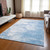 3' X 5' Sky Blue Denim Blue And Silver Abstract Washable Indoor Outdoor Area Rug