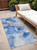 2' X 8' Navy Blue Abstract Washable Indoor Outdoor Runner Rug