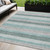 5' X 8' Teal Blue And Ivory Striped Washable Indoor Outdoor Area Rug - Teal Blue, Ivory