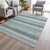 5' X 8' Teal Blue And Ivory Striped Washable Indoor Outdoor Area Rug - Teal Blue, Ivory