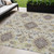 5' X 8' Ivory Brown And Green Oriental Washable Indoor Outdoor Area Rug