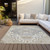 5' X 8' Beige Ivory And Gray Oriental Washable Indoor Outdoor Area Rug