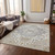 5' X 8' Beige Ivory And Gray Oriental Washable Indoor Outdoor Area Rug
