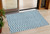 3' X 5' Teal Blue And Ivory Chevron Washable Indoor Outdoor Area Rug