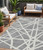 5' X 8' Gray And Ivory Geometric Washable Indoor Outdoor Area Rug Transitional Style - Gray, Ivory Color