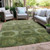 5' X 8' Artichoke Green And Beige Medallion Washable Indoor Outdoor Area Rug - Artichoke Green, Beige