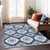 5' X 8' Navy Blue And Ivory Medallion Washable Indoor Outdoor Area Rug Transitional Style - Navy Blue, Ivory Color