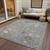 3' X 5' Gray Gold And Ivory Oriental Washable Indoor Outdoor Area Rug