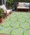 5' X 8' Lime Green And Blue Geometric Washable Indoor Outdoor Area Rug