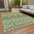 3' X 5' Green Copper And Ivory Aztec Washable Indoor Outdoor Area Rug