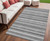 5' X 8' Black Silver and Gray Striped Washable Indoor Outdoor Area Rug