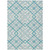 3' X 5' Teal Blue Aqua And Ivory Geometric Washable Indoor Outdoor Area Rug