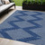 5' X 8' Navy Blue And Ivory Geometric Washable Indoor Outdoor Area Rug Transitional Style - Navy Blue, Ivory Color
