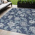 5' X 7' Navy Blue Sky Blue And Ivory Floral Indoor Outdoor Area Rug