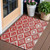 3' X 5' Red And Ivory Geometric Washable Indoor Outdoor Area Rug Transitional Style - Red, Ivory Color