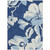 5' X 8' Navy Blue Denim Blue And Ivory Floral Washable Indoor Outdoor Area Rug