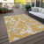 3' X 5' Gold Gray And Ivory Abstract Washable Indoor Outdoor Area Rug