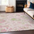 3' X 5' Pink Blush And Artichoke Green Floral Washable Indoor Outdoor Area Rug