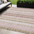 5' X 8' Pink And Beige Striped Washable Indoor Outdoor Area Rug - Pink, Beige