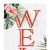 36" Pink And White Solid Wood Tropical Floral Welcome Porch Sign