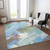 5' X 8' Sky Blue And Teal Blue Abstract Washable Indoor Outdoor Area Rug
