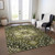 5' X 8' Olive Green Ivory And Brown Oriental Washable Indoor Outdoor Area Rug