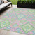 5' X 8' Pink Green And Blue Oriental Washable Indoor Outdoor Area Rug