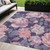 5' X 8' Pink And Mauve Floral Washable Indoor Outdoor Area Rug - Pink, Gray
