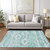 5' X 8' Aqua Turquoise And Ivory Southwestern Washable Indoor Outdoor Area Rug