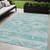 5' X 8' Aqua Turquoise And Ivory Southwestern Washable Indoor Outdoor Area Rug